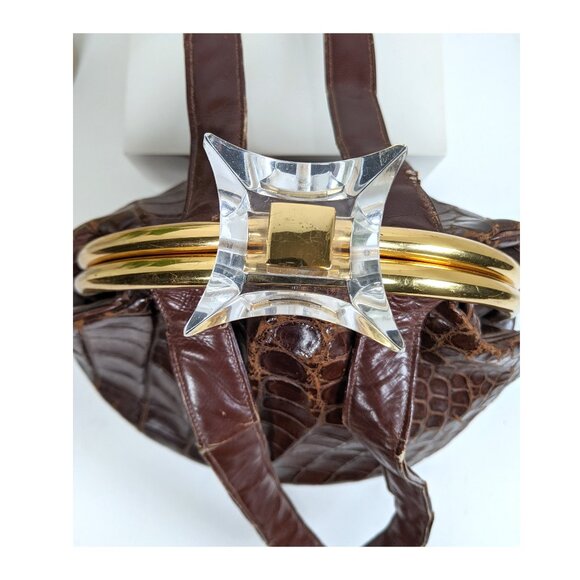 1930s 40s Rosenfeld alligator handbag with very unique bakelite clasp - Picture 1 of 11